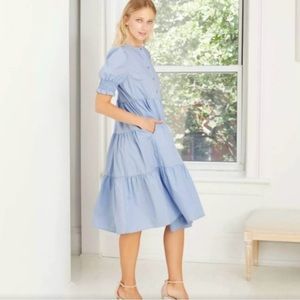 Light Blue Puff Sleeve Tiered Dress, Who What Wear, size Medium